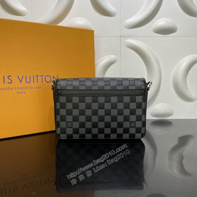 LV專櫃新款男包 路易威登Studio郵差包 N50007 Damier Infini皮革LV男士單肩斜挎包  ydh4274